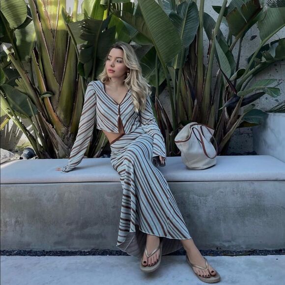 ZARA SET STRIPED KNIT TOP + SKIRT